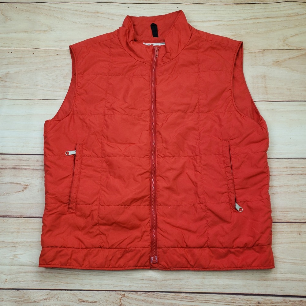 VINTAGE LL Bean Vest Mens XL Red Quilted Puffer Full Zip Nylon Outdoor Adult